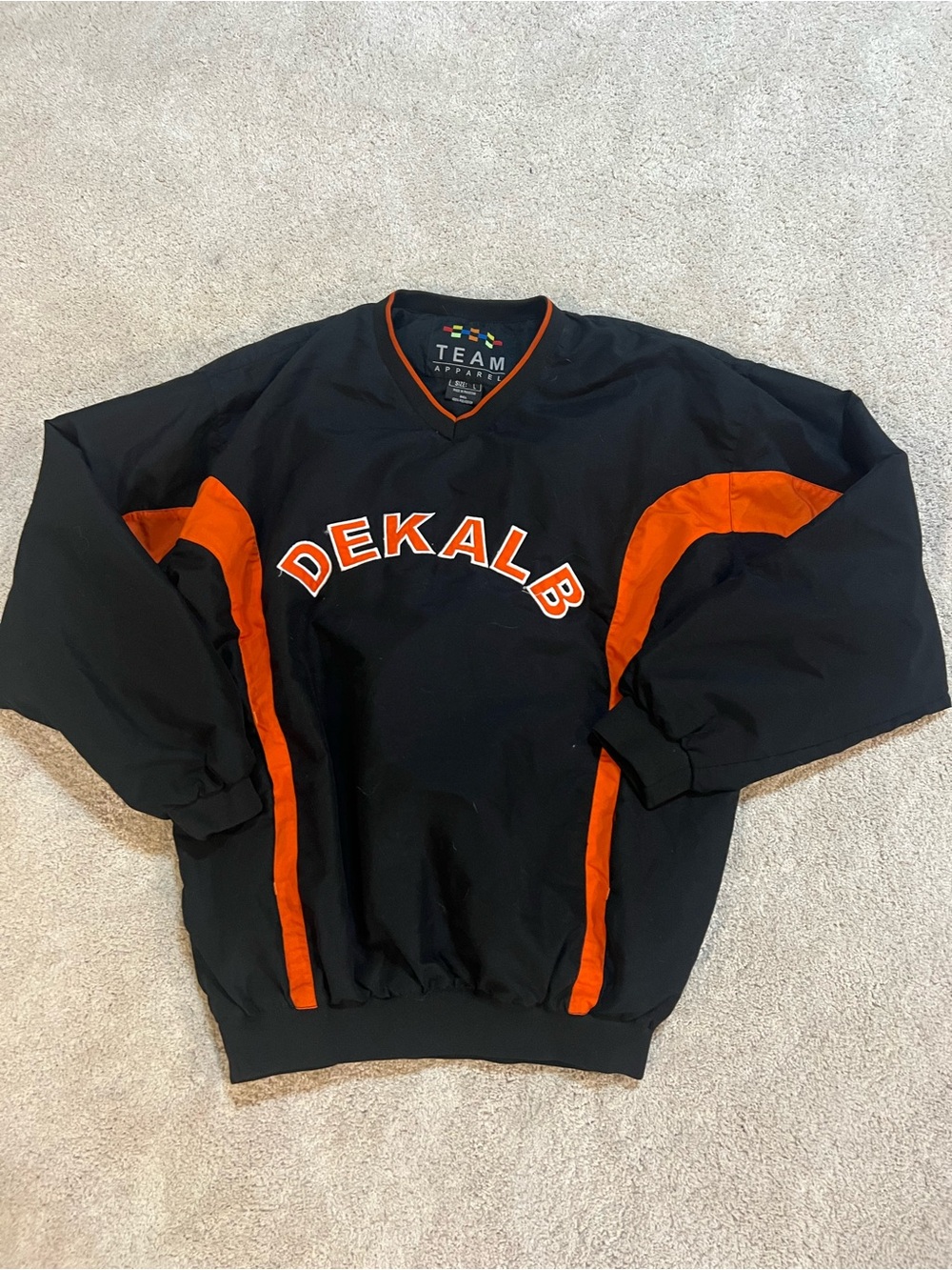 Team Apparel Black V-Neck Sweater with Orange Trim